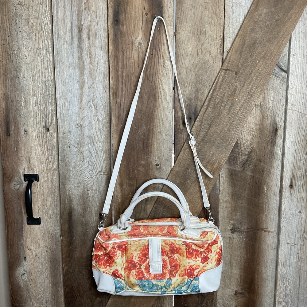 Simply Vera Wang Canvas Leather Floral Print Bag